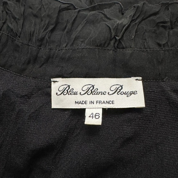 Unique Bleu Blanc Rouge Sheer Blk Top EU 46 US Large Asymmetric Whimsigoth Vamp - Picture 2 of 7